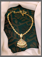 Vintage collection White Stone Heart Necklace In Nakshi - NN00333