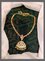 Vintage Collection Red stone Heart Necklace In Nakshi - NN00335