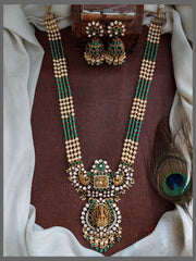 Green and White Pearl With Lakshmi Pendent - PB0094