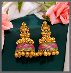 Kerala Design Lakshmi Jhumki In Nakshi - NE00424