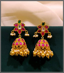 Beautiful Jhumki In Kundan With Gold Pearl - KE00472