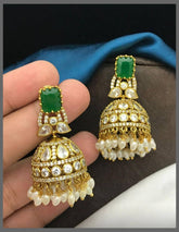 Beautiful Stone Jhumki In Nakshi - NE00433