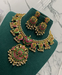 Jadau Mango Guttipusalu Necklace In Kundan - KN00449