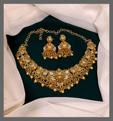 Beautiful Lakshmi and Peacock Necklace In Nakshi - NN00394