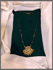 Black Beads With Peacock Pendent - BD0065