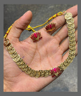 Kashu Necklace with Beautiful Lotus in Nakshi - NN00442