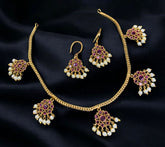 Beautiful Flower Necklace With Pearls - NN00444