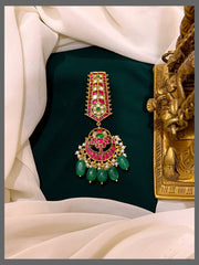 Jadau Kundan Pendent With Emerald Pearls - KP00158