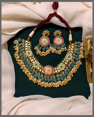 Beautiful Flower Necklace With Pearls - PB00128