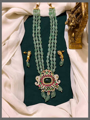 Emerald Pearl With Elephant Pendent - PB00130