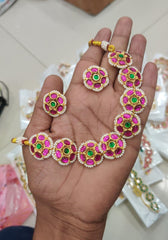Jadau Flower Kundan Necklace - KN00499