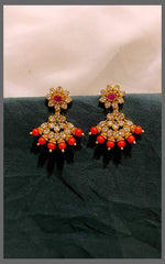 Simple and Beautiful White and Coral Earring - NE00536