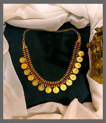 Kempu Kasu Lakshmi Necklace In Nakshi - NN00560