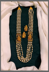 White Pearl Haram With Side Radha Krishna Pendant - PB00309