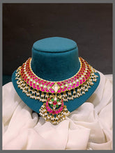 Ruby Kundan Necklace With Rice Pearls - KN00523