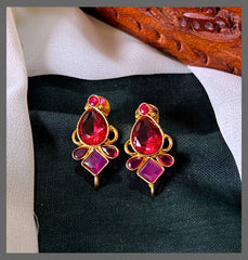 Pink Stone Nakshi Stud - NE00593