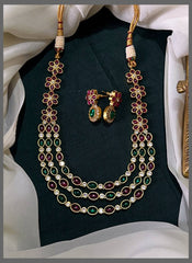 3 Layer Stone Nakshi Necklace - NN00741