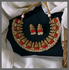 Beautiful Lakshmi Coral Necklace With Pearls - NN00743
