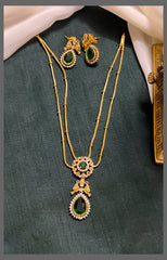 Double Layer Chain With Stone Pendant - NN00770