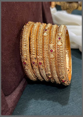 Ruby Stone Nakshi Design Bangles - BG00363