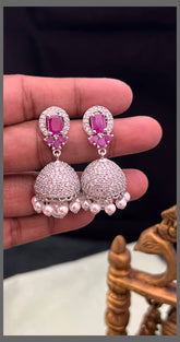Beautiful white Stone Jhumki Diamond Earring -DE0018