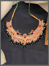 White Stone Peacock Kundan Necklace With Pearls - KN00561