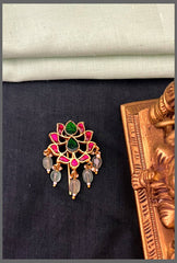Beautiful Multicolour Stone Flower Jada Billa - HA00198