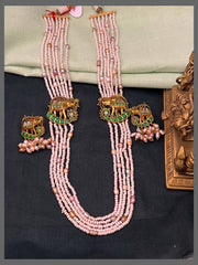 White Pearl Haram With Side Elelphant Pendant - PB00514