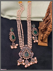 Cream Pearl Haram With Victorian Pendant - PB00532