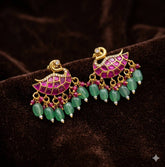 Beautiful Swan Jadau Ear studs - KE00600