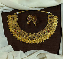 Grand Big Nakshi Lakshmi Peacock Kaasu Necklace - NN00957