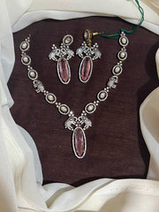 Victorian Necklace With Pink Stone - VN00208
