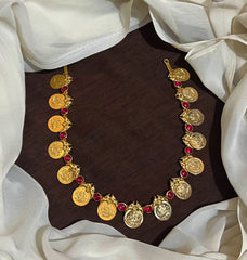 Nakshi Lakshmi Panchaloha Necklace with Ruby Stones - NN00973