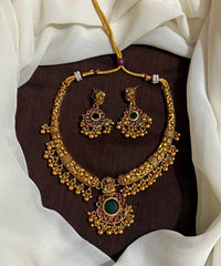 Antique Finish Kante Set With Flower Pendant - NN00996
