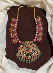 Jadau Bottu Haram With Grand Pendant - KN00119