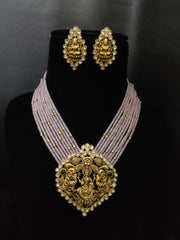 Pink Beads Lakshmi Haram - KH0052