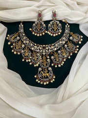 Dasavataram Choker In Victorian Polish With Earrings - VN0076