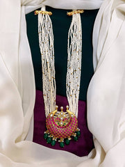 Pearl Haram With Moon Jadau Pendant - KH0063