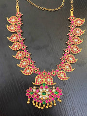 Elegant Mango Jadau Mala in Gold Finish - KN00107