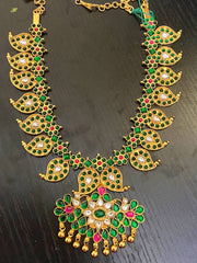 Elegant Mango Jadau Mala in Gold Finish - KN00107