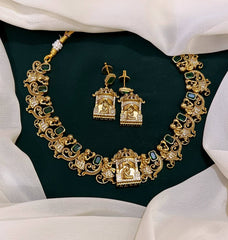 Doli Necklace With Emerald Stone & Earrings - NN00139