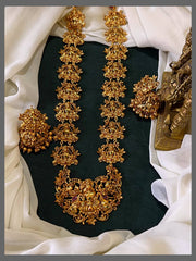 Beautiful Lakshmi Pendant Nakshi Haram Set with Matching Earrings – NH00359