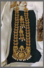 Elegant Nakshi Haram with White Pearls and Matching Earrings – NH00363