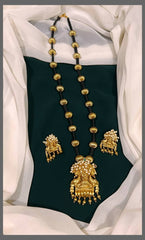 Black Dori With Lakshmi and Peacock Pendent - BD0060