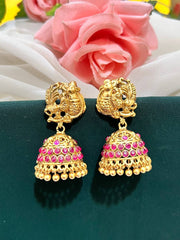 Peacock Kempu Jhumki In Nakshi - NE00486