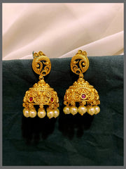 Peacock Jhumki Earring In Nakshi - NE00548