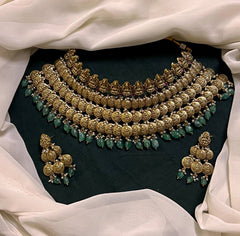 Trible Layer Small Lakshmi Kaasu Choker In Nakshi - NN00632