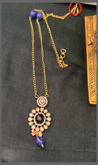 Purple Beads Haram with White Stone and Purple Victorian Pendant - PB00525