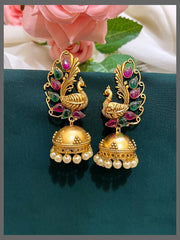 Beautiful Peacock Jhumki In Nakshi - NE00398