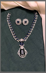 Rich Royal Blue with White Stone Necklace in Diamond - DN0056